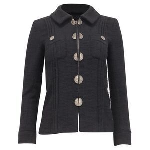 Chanel Zip Medallion Jacket in Black Wool